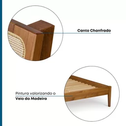 Cama de Casal Madeira Maciça Viena  - 7