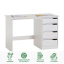 Ver imagem 2 de Escrivaninha Madeira 4 Gavetas Desenho Emma Branco Idimex