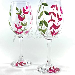 02und Taça de Vidro - Pink e Verde Elegance Personalizada