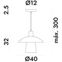 Ver imagem 6 de Pendente 1XE27 Bulbo Max 25W Fiori Preto/Branco