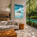 Ver imagem 4 de Quadro Canvas Ilha Mar Azul Cristalino 60x40cm Mold Branca