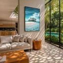 Ver imagem 5 de Quadro Canvas Ilha Mar Azul Cristalino 60x40cm Mold Branca