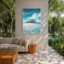 Ver imagem 3 de Quadro Canvas Ilha Mar Azul Cristalino 60x40cm Mold Branca