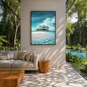 Ver imagem 1 de Quadro Canvas Ilha Mar Azul Cristalino 60x40cm Mold Branca