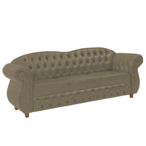 Sofá Chesterfield Merlo 3 lugares 2,30 - Veludo Nude / Decoração, recepção, Barbearia, sala tv estar