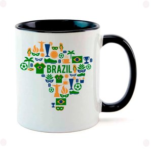 Caneca Branca com Interna Preta Y5 Brasil Coisas Boas
