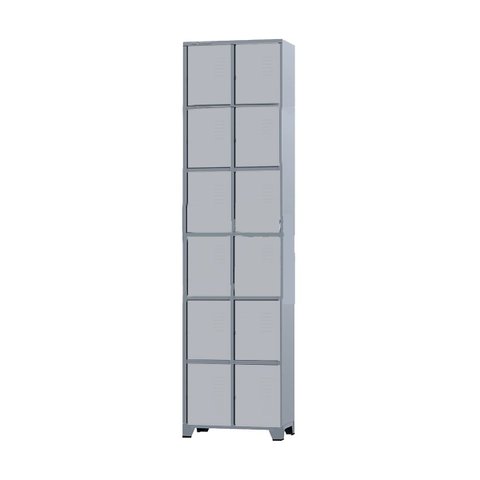 Armário Roupeiro De Aço 12 Portas Para Vestiário Academia Locker Cinza