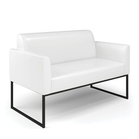 Sofá Namoradeira Base Industrial Preto Marisa Corano Branco D03 - D'Rossi