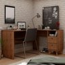 Escrivaninha em L Retrô 2 Gavetas Havana Gelius Móveis Madeirado - 1
