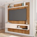 Ver imagem 4 de Painel Selina Ripado 150cm para Tv até 55 com Porta de Correr e Prateleira Mdp Freijo/offwhite G11 -