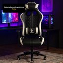 Ver imagem 1 de Cadeira Gamer Ergonômica com Revestimento em Couro Sintético Ajuste de Altura Preta