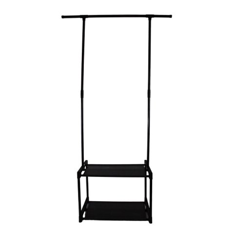 Arara Organizada com Sapateira Preto para Closet 2 em 1