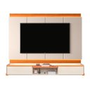 Ver imagem 1 de Rack Bancada 2 Gavetas e Painel com Led para Tv de até 70" Hile Off White/jequitiba