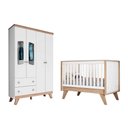 Ver imagem 2 de Quarto de Bebê Completo Confete 2 Peças (1 Guarda Roupa + 1 Berço) Qi64 Branco/jequitiba - Henn