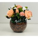 Ver imagem 2 de Arranjo Flores Artificiais Rosas Com Vaso De Vidro