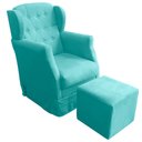 Ver imagem 1 de Poltrona Amamentação Balanço Manu com Puff Suede Azul Tifany Twdecora