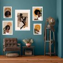 Ver imagem 2 de Kit 5 Quadros Mulheres Negras Boho - com Vidro:madeira Branca