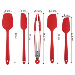 Jogo de Espátulas Pegador Silicone Não Risca Panela Vermelho - 11