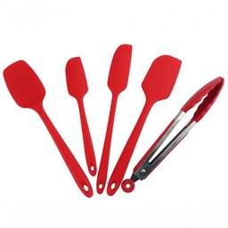 Jogo de Espátulas Pegador Silicone Não Risca Panela Vermelho - 1