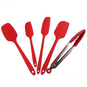Jogo de Espátulas Pegador Silicone Não Risca Panela Vermelho