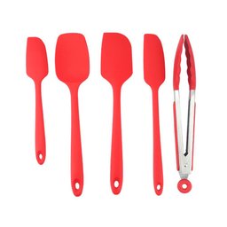 Jogo de Espátulas Pegador Silicone Não Risca Panela Vermelho - 10