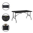 Ver imagem 3 de Mesa Dobrável de Plástico Portátil com Alça Leve para Camping Praia Churrasco 152x70cm Preta