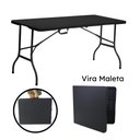 Ver imagem 5 de Mesa Dobrável de Plástico Portátil com Alça Leve para Camping Praia Churrasco 152x70cm Preta