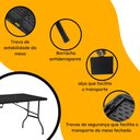 Ver imagem 2 de Mesa Dobrável de Plástico Portátil com Alça Leve para Camping Praia Churrasco 152x70cm Preta