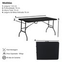 Ver imagem 6 de Mesa Dobrável de Plástico Portátil com Alça Leve para Camping Praia Churrasco 152x70cm Preta