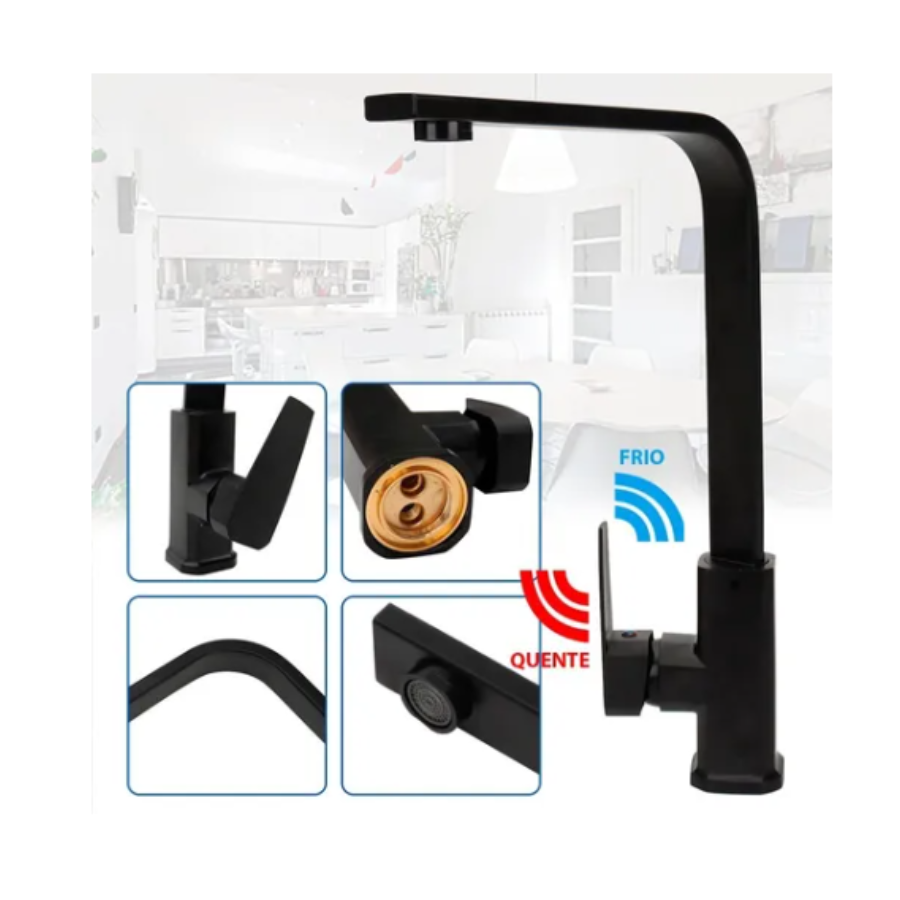Kit Cuba Cozinha Gourmet Aço Inox 60x42 e Torneira Slim Preto Brinovar - 9