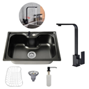 Ver imagem 1 de Kit Cuba Cozinha Gourmet Aço Inox 60x42 e Torneira Slim Preto Brinovar