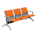 Ver imagem 1 de Cadeira Longarina 3 Lugares Cromada C/ Estofado Colors: Laranja