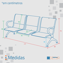 Ver imagem 2 de Cadeira Longarina 3 Lugares Cromada C/ Estofado Colors: Laranja
