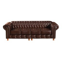 Conjunto Sofá 4 Lugares E 2 Poltronas Luis Xv Capitonê Chesterfield - Couríssimo Marrom Café - 3