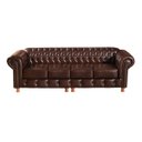 Ver imagem 3 de Conjunto Sofá 4 Lugares E 2 Poltronas Luis Xv Capitonê Chesterfield - Couríssimo Marrom Café