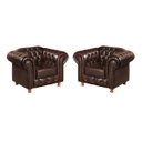 Ver imagem 4 de Conjunto Sofá 4 Lugares E 2 Poltronas Luis Xv Capitonê Chesterfield - Couríssimo Marrom Café