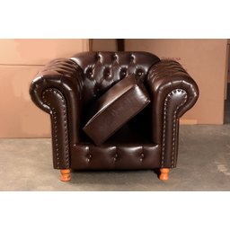 Conjunto Sofá 4 Lugares E 2 Poltronas Luis Xv Capitonê Chesterfield - Couríssimo Marrom Café - 5