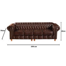 Conjunto Sofá 4 Lugares E 2 Poltronas Luis Xv Capitonê Chesterfield - Couríssimo Marrom Café - 8