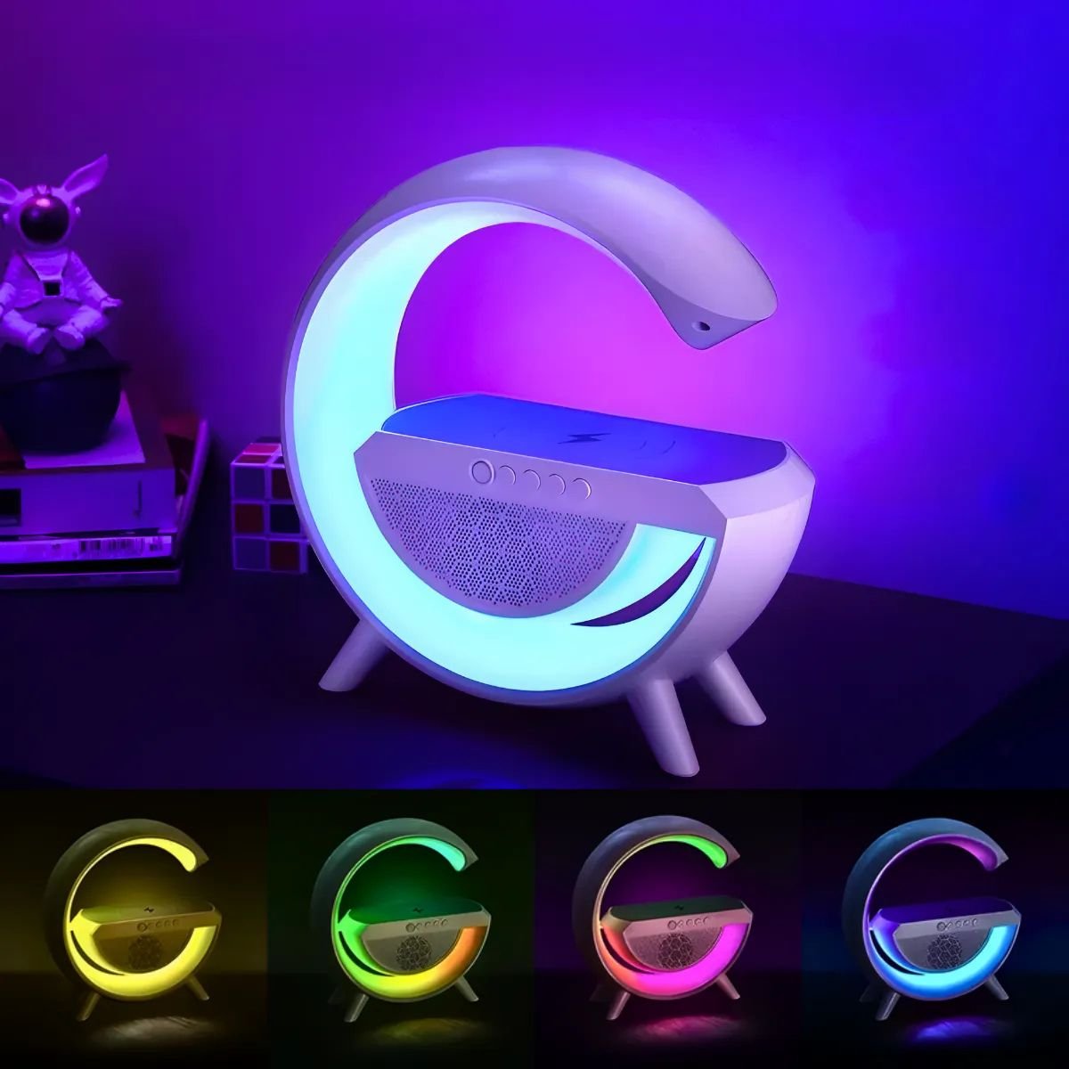 Luminária Multifunção Iluminação Rgb, Alto-falante e Carregador por Indução - 8