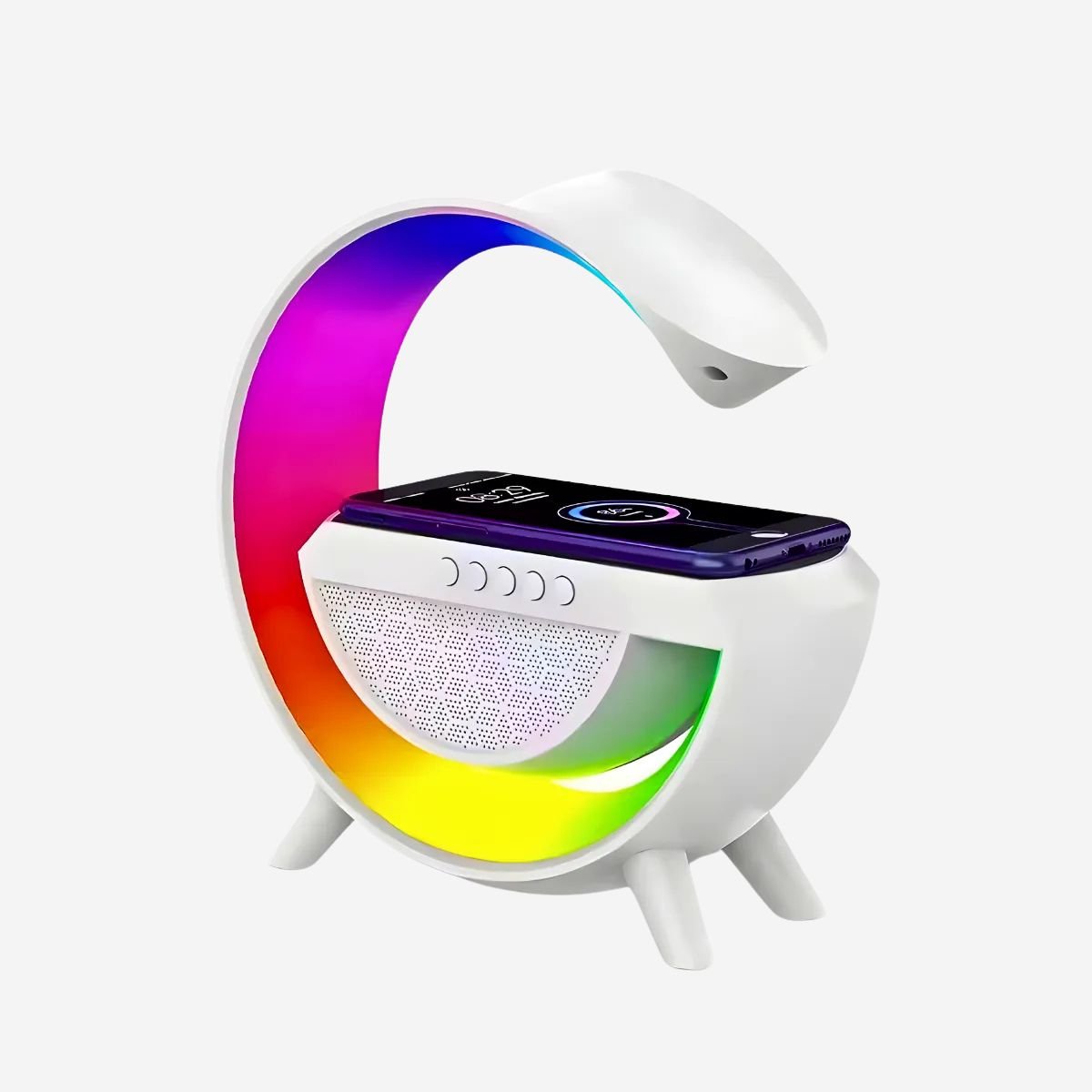 Luminária Multifunção Iluminação Rgb, Alto-falante e Carregador por Indução