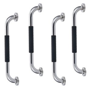 Barra de Apoio 30cm Inox Superficie Antiderrapante Kit 4 Unidades Banheiro Box Criança Idoso Cadeira