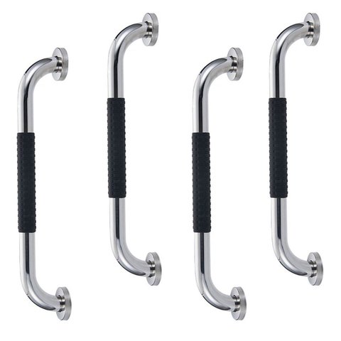 Barra de Apoio 30cm Inox Superficie Antiderrapante Kit 4 Unidades Banheiro Box Criança Idoso Cadeira