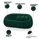 Ver imagem 3 de Sofá 2 Lugares com Puff e Poltrona Orgânica Fixa Cloud Bouclê Verde E03 - D’Rossi