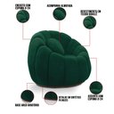 Ver imagem 4 de Sofá 2 Lugares com Puff e Poltrona Orgânica Fixa Cloud Bouclê Verde E03 - D’Rossi