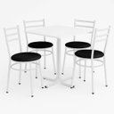 Ver imagem 1 de Mesa de Jantar Quadrada 70cm Branca com 4 Cadeiras Estofada Branca