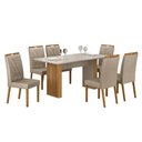 Ver imagem 1 de Mesa de Jantar Júlia 160x80cm Cinamomo Off White com 6 Cadeiras Lara Veludo Bege - Valdemóveis