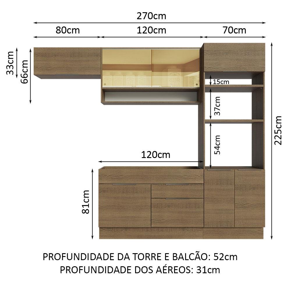 Armário de Cozinha Completa 270cm Rustic Stella Madesa 09 - 5