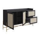 Ver imagem 3 de Balcão Buffet 2 Portas 2 Gavetas 139cm Palhinha Pé Metal Oslo Artesano | Hanover/dourado