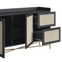 Ver imagem 7 de Balcão Buffet 2 Portas 2 Gavetas 139cm Palhinha Pé Metal Oslo Artesano | Hanover/dourado
