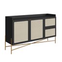 Ver imagem 4 de Balcão Buffet 2 Portas 2 Gavetas 139cm Palhinha Pé Metal Oslo Artesano | Hanover/dourado